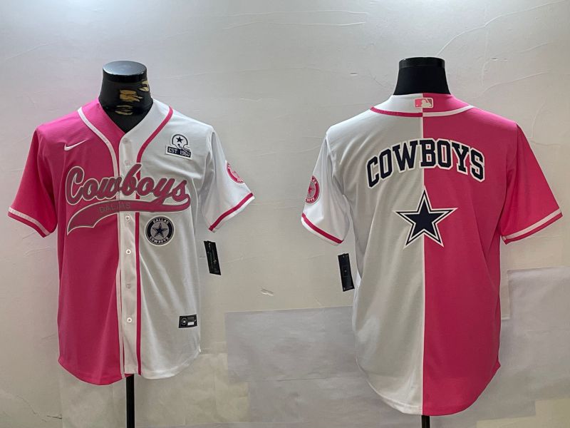 Men Dallas Cowboys Blank white pink Joint Name 2024 Nike Limited NFL Jersey style 12->dallas cowboys->NFL Jersey